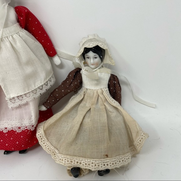 VINTAGE Set of Four Porcelain Ornament 8" Dolls - Picture 6 of 11